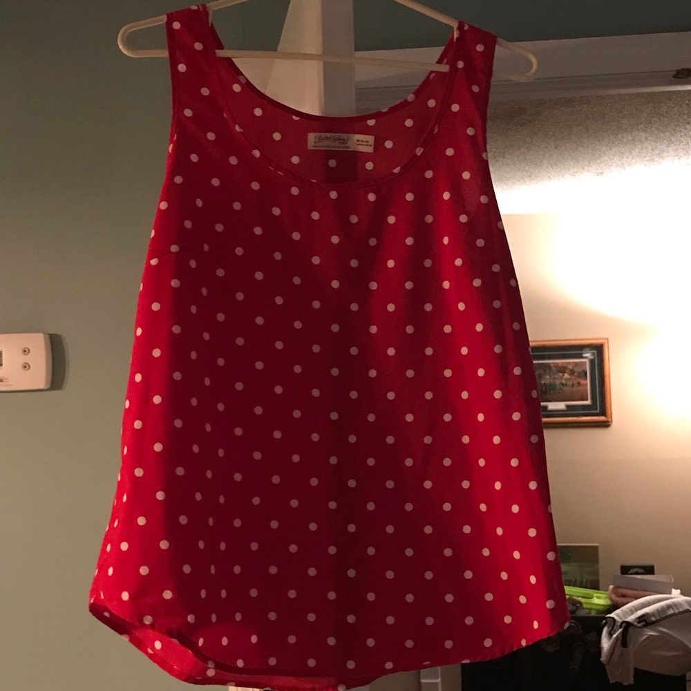 Very cute red with white polka dots tank top!!